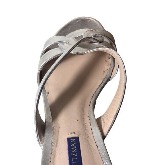 Stuart Weitzman Cadence cork 4 in Wedge Sandal EU 39.5 US 9 metallic silver - Picture 9 of 10